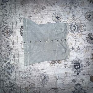 Y2K Gas Jeans Striped Corset Top with Button Details